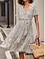 Χαμηλού Κόστους Print Φορέματα-Γυναικεία Σιφόν Σουρωτά Ασύμμετρο Μακρύ Φόρεμα Μάξι Φόρεμα Αμάνικο Καλοκαίρι