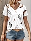 olcso Női pólók-Női Póló Grafika Napi Fehér Rövid ujjú Divat V-alakú Nyár