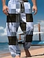 abordables Pantalons décontractés imprimés pour hommes-Pantalon à carreaux hawaïen pour hommes, pantalon de vacances en plein air, coupe décontractée, micro-élastique