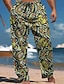 baratos Calças estampadas para homem-calças havaianas masculinas calças ao ar livre férias férias ajuste relaxado micro-elástico