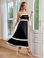 voordelige effen jurken-Dames Zwarte jurk Maxi-jurk Kanten rand Elegant Spaghettibandjes Mouwloos Zwart Kleur
