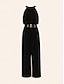 billige Jumpsuits-svart chiffon grime midje jumpsuit for kvinner (belte inkludert)