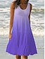 cheap Print Dresses-Women&#039;s Casual Dress Tank Dress Color Gradient Ruffle Pocket U Neck Mini Dress Stylish Casual Daily Vacation Sleeveless Summer