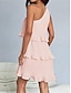cheap Plain Dresses-Women&#039;s Lace Dress Mini Dress Ruffle Date Vacation Streetwear Casual One Shoulder Sleeveless Black White Pink Color