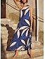 cheap Print Dresses-Women&#039;s Floral Print V Neck Long Dress Maxi Dress Summer