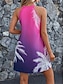 abordables Robes à motifs-Femme Robe casual Feuille Tropical Imprimer Dos nu Mini robe Hawaïen mode du quotidien Vacances Sans Manches Eté