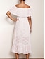 Недорогие простые платья-Жен. Белое платье Платье средней длины с рукавом Для вечеринок Отпуск Элегантный стиль С открытыми плечами С короткими рукавами Белый Цвет