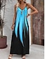 Χαμηλού Κόστους Print Φορέματα-Γυναικεία Φόρεμα για τον ήλιο Σλιπ Φόρεμα Ombre Στάμπα Λεπτές Τιράντες Μακρύ φόρεμα Στυλάτο Διακοπές Αμάνικο Καλοκαίρι