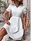 preiswerte schlichte Kleider-Damen Casual kleid Minikleid Spitze Brautkleider schlicht Rundhalsausschnitt Halbe Ärmel Weiß Farbe
