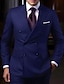 cheap Suits-Purple Men&#039;s Wedding Suits 2 Piece Solid Colored Tailored Fit Double Breasted Six-buttons 2024