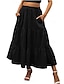 cheap Maxi Skirts-Women&#039;s Skirt A Line Swing Maxi Skirts Ruffle Pocket Solid Colored Casual Daily Weekend Summer Polyester Fashion Casual Black White Red Light Blue