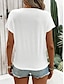 cheap Women&#039;s T-shirts-Women&#039;s T shirt Tee Striped Daily Print White Short Sleeve Fashion V Neck Summer