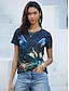 billige T-skjorter til kvinner-Dame T skjorte Dyr Daglig Helg Trykt mønster Svart Kortermet Mote Crew-hals Sommer