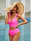 preiswerte Einteilige Badeanzüge-Damen Badeanzug Ein Stück Bademode Rückenfrei Halfter Farbverlauf V Ausschnitt Tropisch Strandbekleidung Badeanzüge