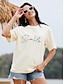 billige T-skjorter til kvinner-Dame T skjorte Bomull 100 % bomull Tusenfryd Trykt mønster Avslappet Helg Grunnleggende Kortermet Rund hals Svart