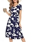 Χαμηλού Κόστους Print Φορέματα-Γυναικεία Καθημερινό φόρεμα Φλοράλ Στάμπα Λαιμόκοψη V Μίντι φόρεμα Στυλάτο Καθημερινό Καθημερινά Διακοπές Κοντομάνικο Καλοκαίρι