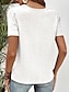 baratos Blusas e Camisas de mulher-Mulheres Blusa Renda Branco Manga Curta Decote Quadrado Verão