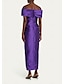 Χαμηλού Κόστους Κοκτέιλ Φορέματα-Ίσια Γραμμή Κοκτέιλ Φορέματα Κομψό Φόρεμα Επίσημο Επισκέπτης γάμου Μέχρι τον αστράγαλο Αμάνικο Ένας Ώμος Σατέν με Φόρεμα 2024