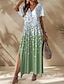 cheap Print Dresses-Women&#039;s Casual Dress Split Floral Print V Neck Long Dress Maxi Dress Boho Vacation Short Sleeve Summer Beach