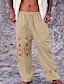 levne Pánské bavlněné plátěné kalhoty-etnický styl symetrické geometrické vzory pánské 20% lněné kalhoty elastický pas grafický komfort po celé délce outdoor streetwear havajské ležérní kalhoty