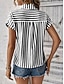 baratos Blusas listradas e geométricas-camisa feminina blusa estilosa moderna listrada botões estampa manga curta regular tops camisa gola férias diário preto rosa vermelho azul azul claro verão
