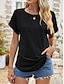 abordables T-shirts Femme-Femme Tunique du quotidien Vacances Fin de semaine Noir Manche Courte Bohême Tropique Mode Col Carré Eté