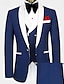 cheap Suits-Navy Blue Dark Green Men&#039;s Wedding Suits Patchwork 2 Piece Tailored Fit Single Breasted One-button 2024