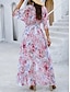 olcso Mintás ruhák-Női hétköznapi ruha A vonalú ruha Virágos Nyomtatott V-alakú Hosszú ruha Maxi ruha Csehország Stílusos Napi Randi Háromnegyedes Nyár