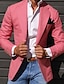 cheap Men&#039;s Blazers-Men&#039;s Cocktail Attire Blazer Ceremony Wedding Party Business Attire Fashion Casual Spring &amp;  Fall Polyester Plain Pocket Casual / Daily Single Breasted Blazer Light Pink Yellow Pink Royal Blue