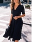 رخيصةأون فساتين منقوشة-نسائي مطوي V رقبة فستان قصير مناسب للحفلات الصيف