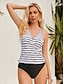 cheap Tankinis-Women&#039;s Normal Swimwear Tankini 2 Piece Swimsuit Push Up Ombre Striped V Neck Vacation Beach Wear Bathing Suits