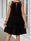 preiswerte Weiße Spitzenkleider-Damen Minikleid Weißes Kleid Spitzenkleid Boho-Kleid Lässig Urlaub Straße Normale Passform Ärmellos Rundhalsausschnitt Schwarz Weiß Rote Marineblau Sommer