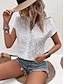 preiswerte Blusen und Hemden für Damen-Damen Bluse Weiß Kurzarm Quadratischer Ausschnitt Sommer