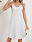 abordables vestidos sencillos-Mujer Vestido blanco Vestido Midi Encaje Retazos Ropa de calle Casual Escote en Pico Manga Corta Negro Blanco Rosa Color