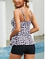 cheap Tankinis-Women&#039;s Swimwear Tankini 2 Piece Swimsuit Ruffle Leopard Vacation Fashion Bathing Suits