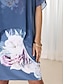 olcso Mintás ruhák-Női Sifon Ujjatlan ruha Virágos Nyomtatott Terített nyak Midi ruha Elegáns Előírásos Parti Ujjatlan Nyár