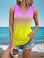 cheap Tank Tops &amp; Camis-Women&#039;s Tank Top Vest Ombre Color Gradient Print Yellow Stretchy Casual Vacation Beach Sleeveless V Neck Summer Tank