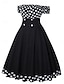 cheap Vintage Print Dresses-Women&#039;s Print Vintage Dress Midi Dress Polka Dot Off Shoulder Sleeveless Party Date Black Red
