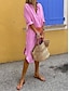 cheap Shirt Dresses-Women&#039;s Shirt Dress Casual Dress Midi Dress Date Vacation Polyester Basic Modern Shirt Collar Button Long Sleeve Summer Spring Loose Fit White Pink Green Plain S M L XL