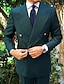 お買い得  スーツ-ブラック レッド ダークグリーン 男性用 結婚式 スーツ ソリッド 2点セット ビジネス 作業服 テイラーフィット ダブルブレスト ６ボタン 2024年
