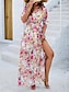 olcso Mintás ruhák-Női hétköznapi ruha A vonalú ruha Virágos Nyomtatott V-alakú Hosszú ruha Maxi ruha Csehország Stílusos Napi Randi Háromnegyedes Nyár