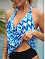 זול טנקיני-בגדי ים לנשים טנקיני 2 חלקים בגד ים רגיל נדנדה צווארון דחיפה גרפי אסימטרי צוואר ללבוש בגדי ים קיץ