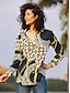 cheap Women&#039;s Blouses &amp; Shirts-Women&#039;s Shirt Blouse Leopard Casual Button Print Black Long Sleeve Fashion Shirt Collar Spring &amp;  Fall