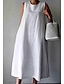 Χαμηλού Κόστους σχέδιο βαμβακερά &amp; λινά φορέματα-Γυναικεία Λευκό φόρεμα Φόρεμα από βαμβακερό λινό Φόρεμα για τον ήλιο Μίντι φόρεμα Τσέπη Καθημερινό Καθημερινά Διακοπές Στρογγυλή Ψηλή Λαιμόκοψη Αμάνικο Καλοκαίρι Άνοιξη Λευκό Κρασί Σκέτο