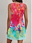 Χαμηλού Κόστους Print Φορέματα-Γυναικεία Αμάνικο φόρεμα Στάμπα Λαιμόκοψη U Μίνι φόρεμα Αμάνικο Καλοκαίρι