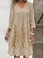 Χαμηλού Κόστους σχέδιο βαμβακερά &amp; λινά φορέματα-Γυναικεία Φόρεμα Καθημερινό φόρεμα Φλοράλ Δαντέλα Κουρελού Λαιμόκοψη V Μίνι φόρεμα Στυλάτο Καθημερινά Ημερομηνία Κοντομάνικο Καλοκαίρι