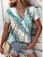 cheap Women&#039;s T-shirts-Women&#039;s T shirt Tee Ombre Print Daily Stylish Short Sleeve V Neck Green Summer