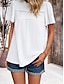 economico Top da donna Basic-maglietta Per donna Nero Bianco Giallo Liscio Occhiello Giornaliero Essenziale Moderno Rotonda Standard S