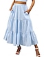 cheap Maxi Skirts-Women&#039;s Skirt A Line Swing Maxi Skirts Ruffle Pocket Solid Colored Casual Daily Weekend Summer Polyester Fashion Casual Black White Red Light Blue