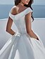 baratos Vestidos de Casamento-Vestidos de noiva De Baile Ombro a Ombro Decote V Alças Regulares Cauda Capela Cetim Vestidos de noiva Com Pregas Franzido 2024